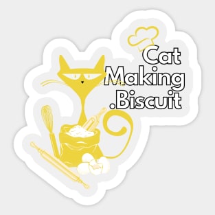 Funny cat making biscuits Sticker